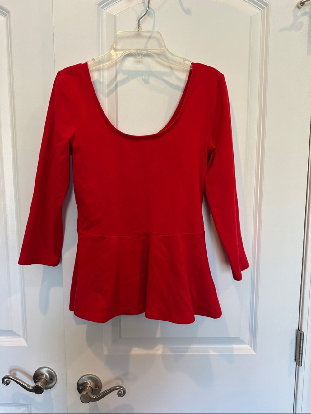 Express Red Scoop-Neck Peplum Top